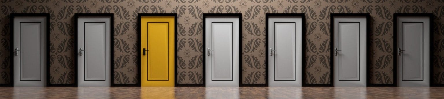 career-choice-1536x342 line of grey doors, one is yellow